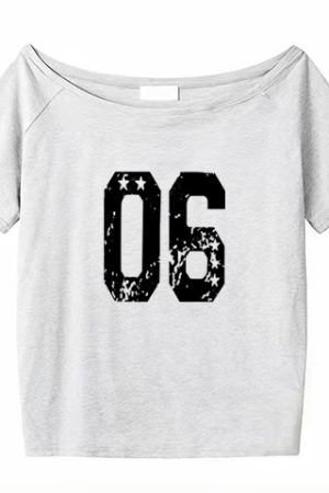 Black Asymmetrical Shoulder Short Sleeve Off-Shoulder T-Shirt with Digital Print – Trendy Women's Casual Summer Top in American Style