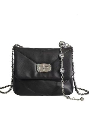 Black Bead Chain Underarm Bag 2023 - Women's Casual Versatile Crossbody Shoulder Bag - Trendy Small Fashion Accessory