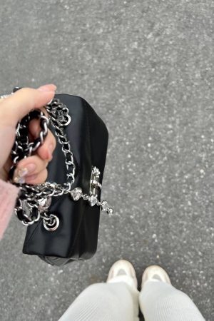 Black Bead Chain Underarm Bag 2023 - Women's Casual Versatile Crossbody Shoulder Bag - Trendy Small Fashion Accessory