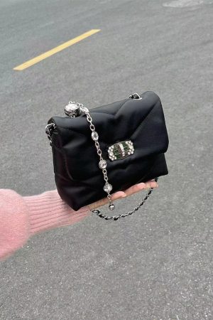 Black Bead Chain Underarm Bag 2023 - Women's Casual Versatile Crossbody Shoulder Bag - Trendy Small Fashion Accessory