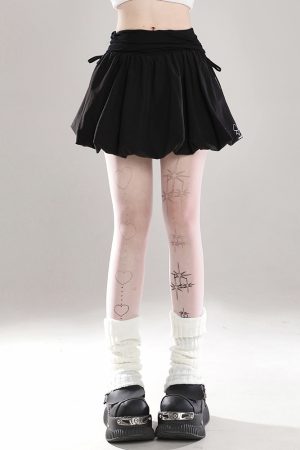 Black Bowknot Cake Short Skirt for Women - High-Waisted Bodycon Tulip A-Line Skirt, Slimming Puffed Summer Outfit