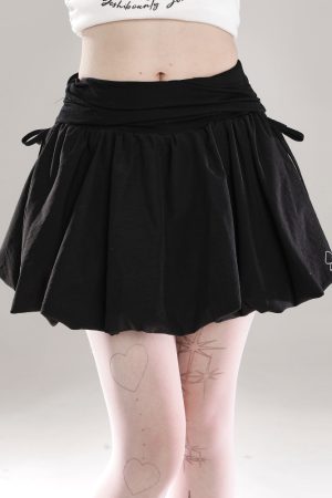 Black Bowknot Cake Short Skirt for Women - High-Waisted Bodycon Tulip A-Line Skirt, Slimming Puffed Summer Outfit