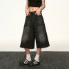 Black Denim Capri Pants for Women - American Style Loose Straight-Leg Versatile Wide-Leg Trousers for Spring/Summer 2025 Fashion