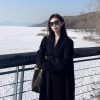 Black Double-Sided Cashmere Coat for Women - 2024 Winter Woolen Mid-Length in Korean Style for Petite Fits