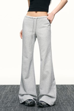 Black High-Waisted Drawstring Flared Casual Pants for Women - Sexy Slimming Wide-Leg Design, Versatile Spring Fashion