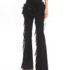 Black High-Waisted Straight-Leg Casual Pants for Women with Flowing Ribbons - Trendy Slimming Style for 90s and Y2K Fashion