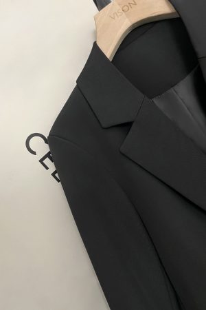 Black Korean-Style Slim Fit Suit Jacket for Women - 2025 Spring Autumn Hepburn-Inspired Professional Attire