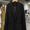 Black Korean-Style Slim Fit Suit Jacket for Women - 2025 Spring Autumn Hepburn-Inspired Professional Attire