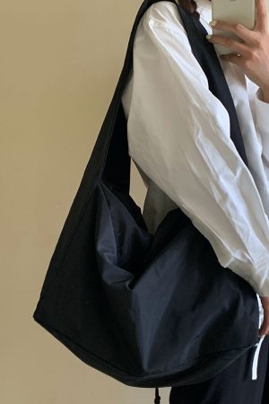 Black Nylon Canvas Crossbody Bag for Women - Casual Large Capacity Versatile Shoulder Bag for Summer Style