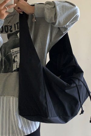 Black Nylon Canvas Crossbody Bag for Women - Casual Large Capacity Versatile Shoulder Bag for Summer Style