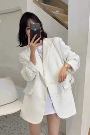 Black One-Shoulder Blazer for Women - 2025 Spring Autumn High-End Street Style, Loose Casual Chic Suit, Korean Fashion