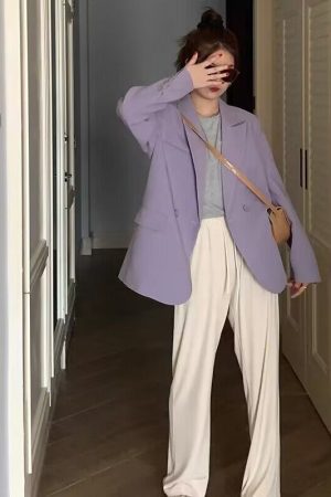 Black Oversized Women's Suit Jacket - High-End Casual Blazer for Spring & Autumn 2025, Trendy Niche Silhouette