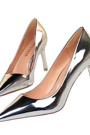 Black Patent Leather High Heels for Women - Sexy Pointed Toe, Thin Heels, Elegant Slip-On Design, Versatile Fashion for Any Occasion