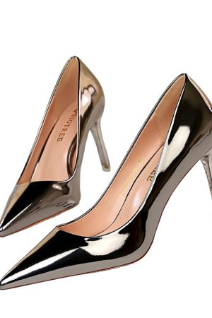 Black Patent Leather High Heels for Women - Sexy Pointed Toe, Thin Heels, Elegant Slip-On Design, Versatile Fashion for Any Occasion
