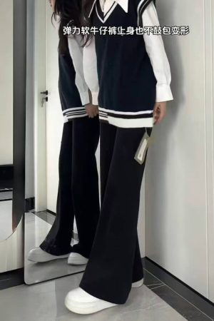 Black Plus Size High-Waisted Flared Jeans for Curvy Figures - Non-Skinny Bell-Bottoms in 2025 Trendy Style