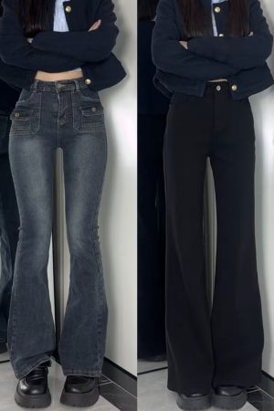 Black Plus Size High-Waisted Flared Jeans for Curvy Figures - Non-Skinny Bell-Bottoms in 2025 Trendy Style