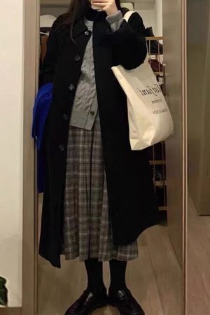 Black Reversible Cashmere Coat for Women - High-End Wool Outerwear for Autumn & Winter 2024, Petite Sizes, Stylish and Versatile