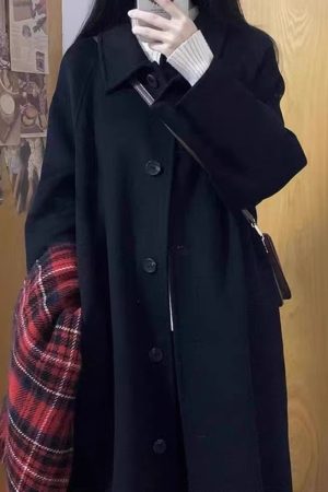 Black Reversible Cashmere Coat for Women - High-End Wool Outerwear for Autumn & Winter 2024, Petite Sizes, Stylish and Versatile