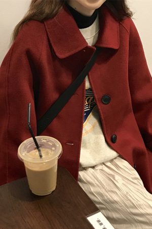 Black Reversible Cashmere Coat for Women - High-End Wool Outerwear for Autumn & Winter 2024, Petite Sizes, Stylish and Versatile