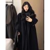 Black Reversible Cashmere Coat for Women, Mid-Length Woolen Outerwear, Chic Autumn/Winter 2024 Style for Petite Sizes