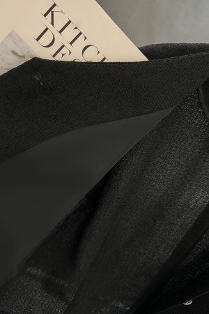 Black Short-Sleeved Blazer for Women, Summer Thin Chanel-Style Jacket, 2025 Y2K Inspired Elegant Outerwear