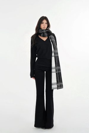 Black Stretchy Mid-Low Waist Flared Denim Pants for Women - Trendy Y2K Style Jeans