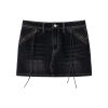 Black Vintage Washed Denim Skirt with Lining - 90s Inspired, Non-See-Through Design for Effortless Style