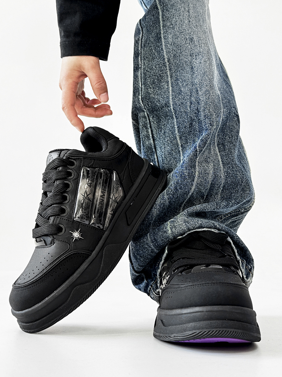 Black Warrior Board Shoes for Men and Women - Thick-Soled, Height-Increasing, Casual Couple Sports Shoes with Sailboat Star Design Black Warrior Board Shoes for Men and Women - Thick-Soled, Height-Increasing, Casual Couple Sports Shoes with Sailboat Star Design