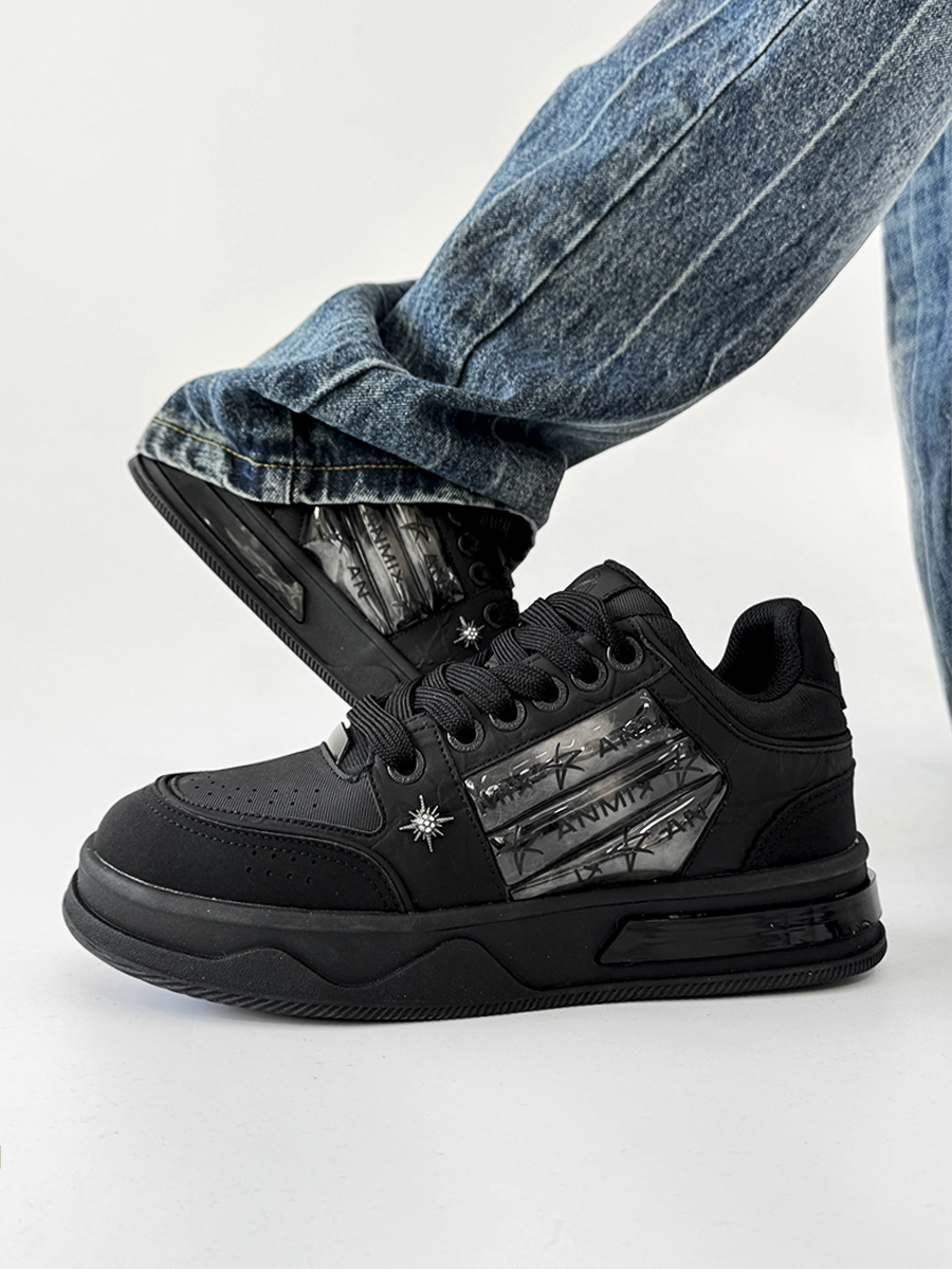 Black Warrior Board Shoes for Men and Women - Thick-Soled, Height-Increasing, Casual Couple Sports Shoes with Sailboat Star Design Black Warrior Board Shoes for Men and Women - Thick-Soled, Height-Increasing, Casual Couple Sports Shoes with Sailboat Star Design