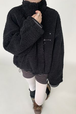 Blackcurrant Cookie Double-Sided Lamb Wool Cotton Coat - Quilted College Style Autumn Winter Outerwear