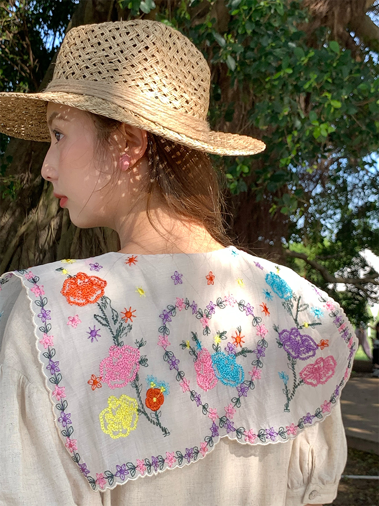 Blooming Cherry Blossom Road French Tassel Cotton Linen Dress - Summer Loose A-line Puff Sleeve Long Dress for Women Blooming Cherry Blossom Road French Tassel Cotton Linen Dress - Summer Loose A-line Puff Sleeve Long Dress for Women