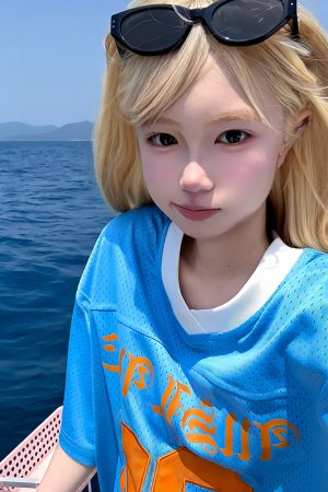 Blue American Retro Mesh Jersey T-Shirt for Women, Summer Short Sleeve Loose Fit V-Neck Top, Outdoor Sports Style