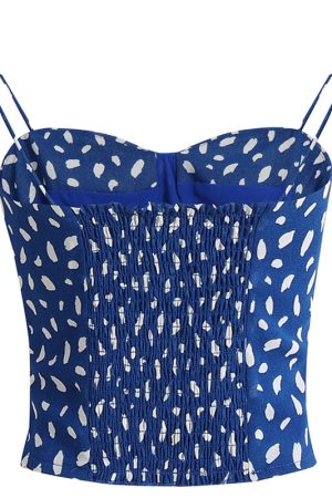 Blue Floral Camisole for Women - Slim Fit Versatile Style, 2025 Summer Trend, Perfect for Y2K and 90s Inspired Looks