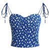 Blue Floral Camisole for Women - Slim Fit Versatile Style, 2025 Summer Trend, Perfect for Y2K and 90s Inspired Looks