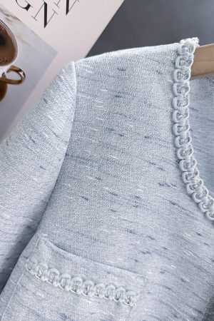 Blue Lightweight Chanel-Style Blazer for Women - Stylish Summer Top from 2025 Collection, Gentle and Youthful Design