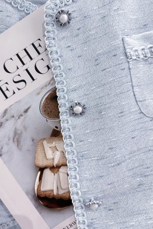 Blue Lightweight Chanel-Style Blazer for Women - Stylish Summer Top from 2025 Collection, Gentle and Youthful Design