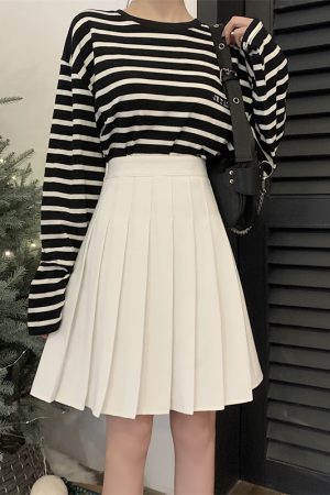 Blue Pleated Mid-Length A-Line Skirt for Spring and Summer, High-Waisted, Hip-Covering, Slimming JK Style Umbrella Skirt