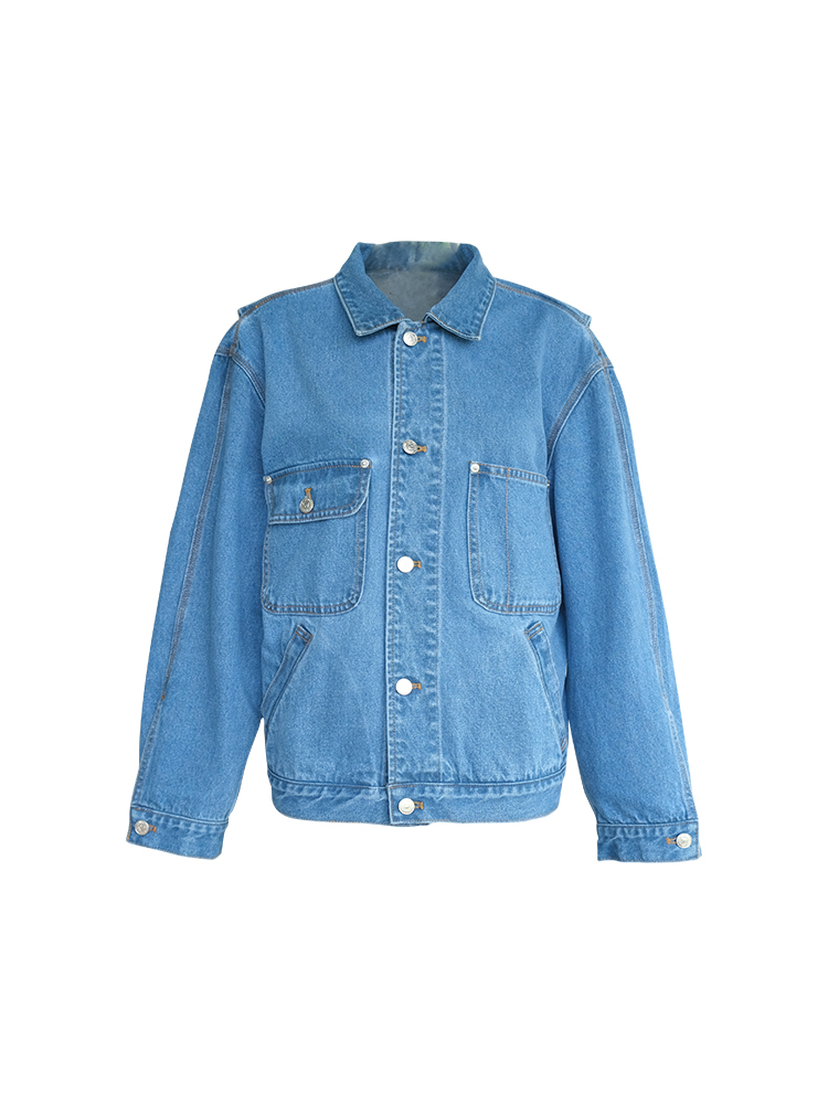 Blue Retro Embroidered Denim Jacket for Women - Vintage Style Loose Lapel Top for Spring Fashion Blue Retro Embroidered Denim Jacket for Women - Vintage Style Loose Lapel Top for Spring Fashion