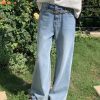 Blue Tide Vintage Retro Washed High-Waisted Jeans for Women - Summer Loose Wide-Leg Long Pants, Y2K Style, 90s Inspired Fashion