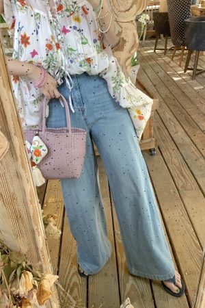 Blue Tide Vintage Retro Washed High-Waisted Jeans for Women - Summer Loose Wide-Leg Long Pants, Y2K Style, 90s Inspired Fashion