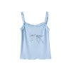 Blue Vintage Bow Print Slim Fit Casual Lace Knitted Tank Top for Spring Summer - Stylish 90s Inspired Fashion Essential