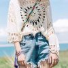 Bohemian Lightweight Sun Protection Top with Hollow Crochet Design for Women - Perfect Vacation Beachwear