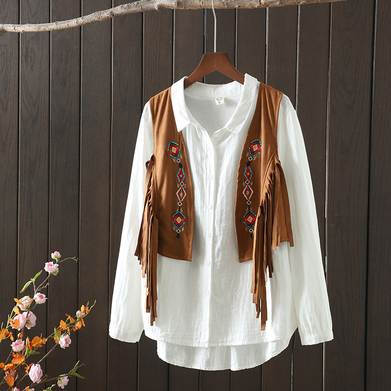 Bohemian Vintage Tassel Embroidered Vest Outerwear for Travel, Women's Short Tank Top, Perfect for Vacation and Summer Outfits Bohemian Vintage Tassel Embroidered Vest Outerwear for Travel, Women's Short Tank Top, Perfect for Vacation and Summer Outfits