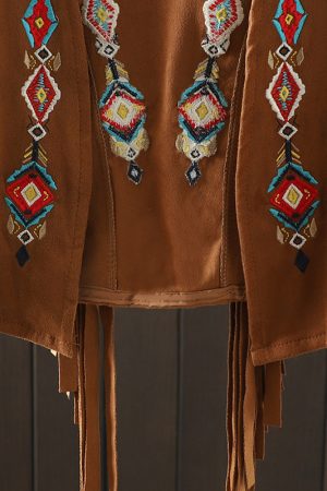 Bohemian Vintage Tassel Embroidered Vest Outerwear for Travel, Women's Short Tank Top, Perfect for Vacation and Summer Outfits