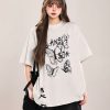 Bow Print Short-Sleeve T-Shirt for Women - Summer 2025 Loose Fit Lazy Style Top