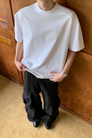 Boxy Deconstructed Short-Sleeve T-Shirt for Men and Women - American Style Casual Loose Fit Summer Top