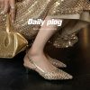 Breathable Hollow Pointed Toe Stiletto Sandals for Women - Trendy Slip-On Woven Shoes in Italian Style