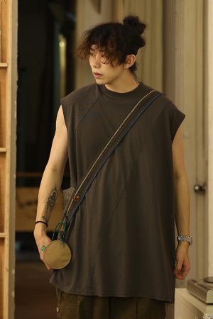 Breathable Loose-Fit Sleeveless Men's T-Shirt Vest for Youth Sports & Outdoor Activities, Casual Summer Wear