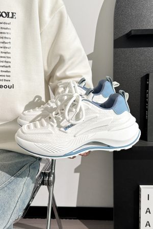 Breathable Mesh Casual Sports Shoes for Men - Summer Soft Sole Height-Increasing Minimalist Dad Sneakers - Popular Little White Shoes