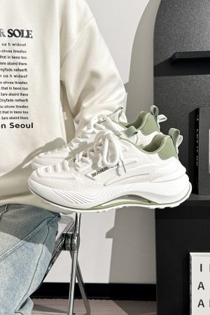 Breathable Mesh Casual Sports Shoes for Men - Summer Soft Sole Height-Increasing Minimalist Dad Sneakers - Popular Little White Shoes